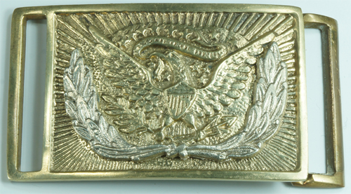 Buckle - 2-Piece Solid Brass US Eagle Silver Wreath
